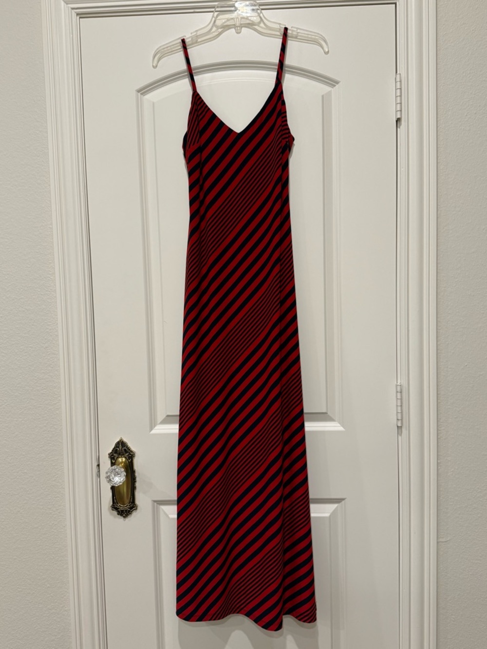 Ladies Lauren Ralph Lauren Red Navy Stripe Nautical Spaghetti Strap Maxi Dress 4